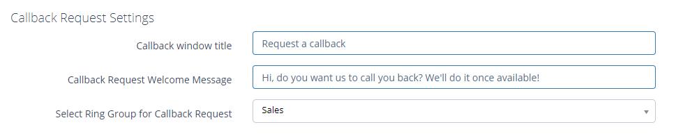 Live chat callback request