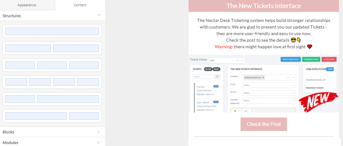 Nectar Desk integration with Stripo