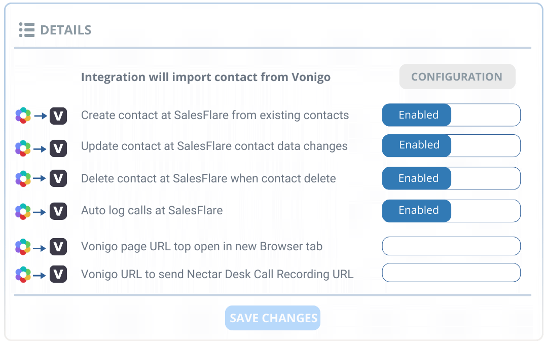 Vonigo integration